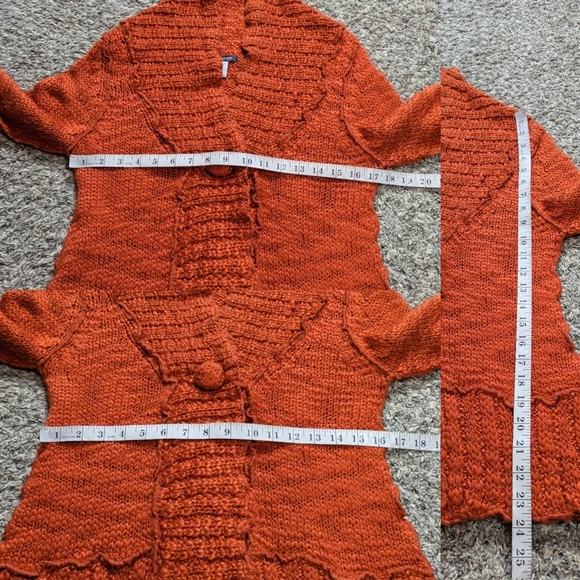 Boston Proper Burnt Orange V Neck Button Up Cardigan Sweater M - Picture 9 of 9